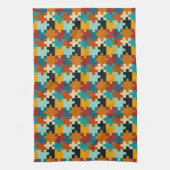 ヴィンテージ美的パズルピースのパターン キッチンタオル (縦)