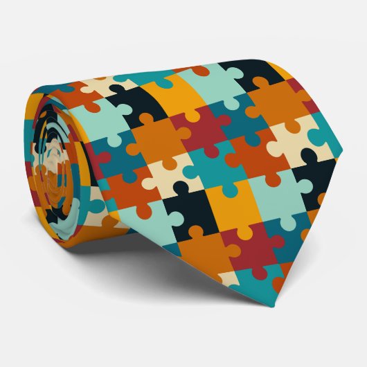 ヴィンテージ美的パズルピースのパターン ネクタイ (ロール)