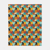 ヴィンテージ美的パズルピースのパターン フリースブランケット (正面)