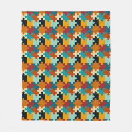 ヴィンテージ美的パズルピースのパターン フリースブランケット