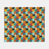 ヴィンテージ美的パズルピースのパターン フリースブランケット (正面(横))