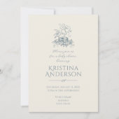 ヴィンテージ美的QRコードネスト赤ちゃんシャワー 招待状 (正面)