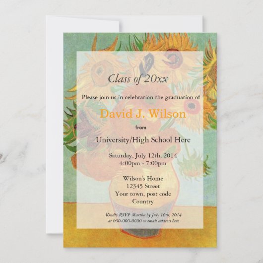ヴィンテージ美術ひまわり卒業 招待状 (正面)