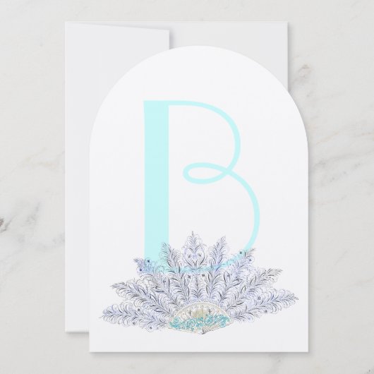 ヴィンテージ羽根ファン結婚式招待状 招待状 (裏面)