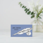 ヴィンテージ羽毛クイルペンとインキ井戸 名刺 (スタンド正面)