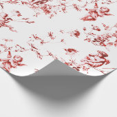 ヴィンテージ翼ケルビエンジェルズフラワーレッドトイル ラッピングペーパー (角)