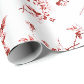 ヴィンテージ翼ケルビエンジェルズフラワーレッドトイル ラッピングペーパー (ロールコーナー)