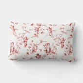 ヴィンテージ翼ケルビエンジェルズフラワーレッドトイル ランバークッション (裏面)