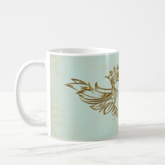 ヴィンテージ翼ハートアクアクリーム コーヒーマグカップ (左)