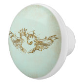 ヴィンテージ翼ハートアクアクリーム セラミックノブ (右)