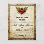 ヴィンテージ翼ハート日付はがきを保存 案内ポストカード (正面)