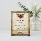 ヴィンテージ翼ハート日付はがきを保存 案内ポストカード (スタンド正面)