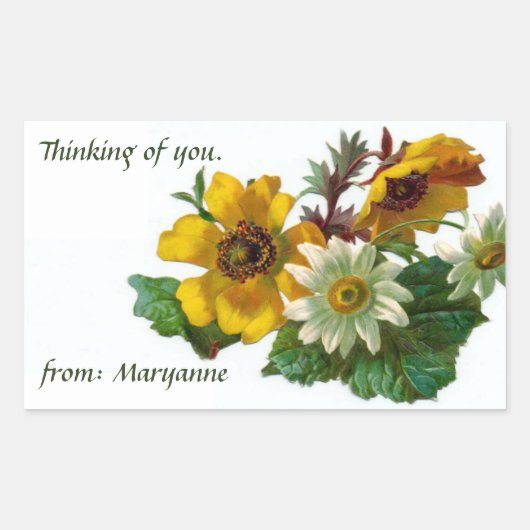 ヴィンテージ考えのステッカーまたはギフトラベル 長方形シール (正面)