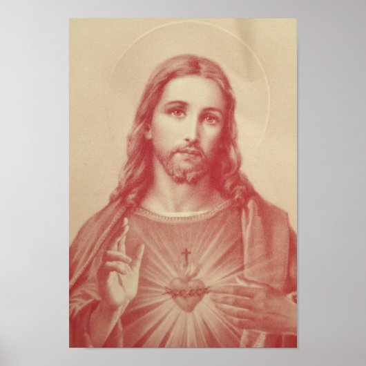 ヴィンテージ聖なるイエズスのハートポスター ポスター (正面)