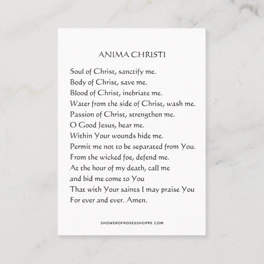 ヴィンテージ聖なるハートのイエスキアシス祈りの言葉バラ 名刺 (裏面)