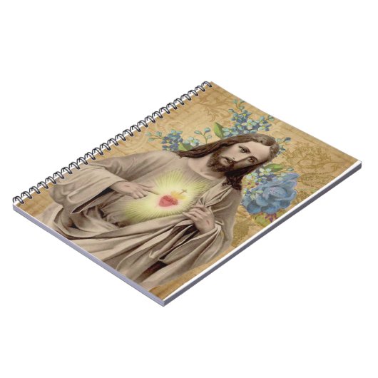 ヴィンテージ聖なるハートのイエスフローラ宗教 ノートブック (左側)