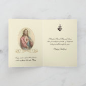 ヴィンテージ聖なるハートイエズスの宗教誕生日 カード (内部)
