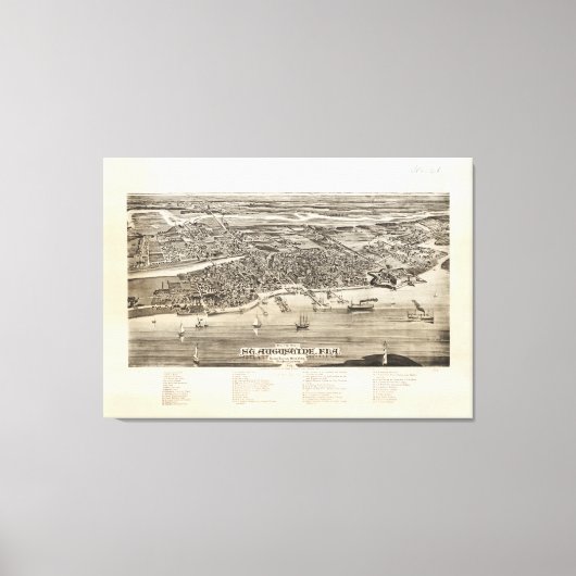 ヴィンテージ聖アウグスティヌスFLの写真地図(1885) キャンバスプリント (正面)