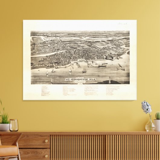 ヴィンテージ聖アウグスティヌスFLの写真地図(1885) キャンバスプリント (インサイチュ (リビング))