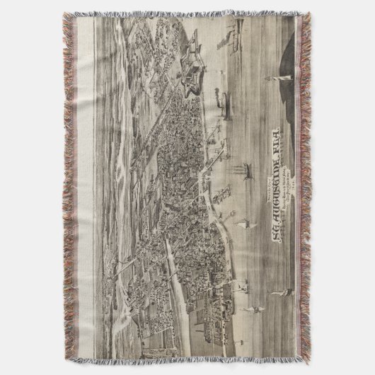 ヴィンテージ聖アウグスティヌスFLの写真地図(1885) スローブランケット (正面縦)