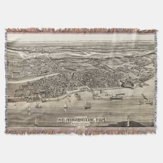 ヴィンテージ聖アウグスティヌスFLの写真地図(1885) スローブランケット (正面)