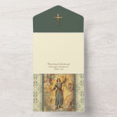 ヴィンテージ聖ジョアンアーク宗教聖なる書物、 経典 オールインワン招待状 (内側)