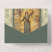 ヴィンテージ聖ジョアンアーク宗教聖なる書物、 経典 オールインワン招待状 (裏面)