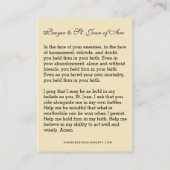 ヴィンテージ聖ジョアンダルク祈りの言葉聖札 プレイスカード (裏面)