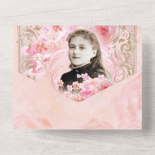 ヴィンテージ聖テルセイエス宗教的聖なる書物、 経典すべて オールインワン招待状 (裏面)