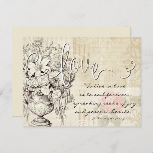 ヴィンテージ聖テルセカトリック修道院宗教引用文 ポストカード (正面/裏面)