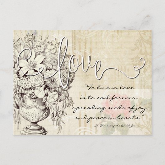 ヴィンテージ聖テルセカトリック修道院宗教引用文 ポストカード (正面)