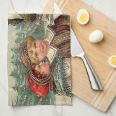 ヴィンテージ聖ニコラスの贈り物クリスマス子供へ キッチンタオル (四つ折り)