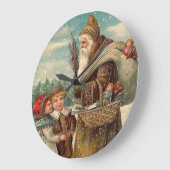 ヴィンテージ聖ニコラス贈り物クリス子供へマスウォール ラージ壁時計 (傾斜)