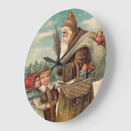 ヴィンテージ聖ニコラス贈り物クリス子供へマスウォール ラージ壁時計 (傾斜)