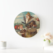 ヴィンテージ聖ニコラス贈り物クリス子供へマスウォール ラージ壁時計 (ホーム)