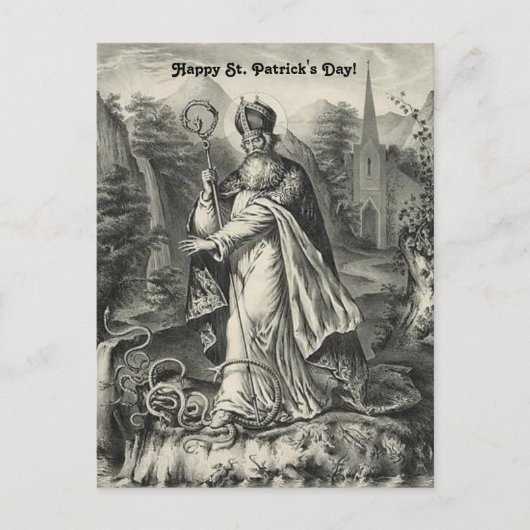 ヴィンテージ聖パトリックがヘビを追い出すアイルランド ポストカード (正面)