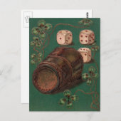 ヴィンテージ聖パトリックの日アイルランド幸運サイコロ ポストカード (正面/裏面)