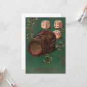 ヴィンテージ聖パトリックの日グッドラックアイルランドサイコロ カード (正面/裏面インサイチュ)