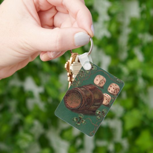 ヴィンテージ聖パトリックの日グッドラックアイルランドサイコロ キーホルダー (手)