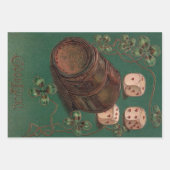 ヴィンテージ聖パトリックの日グッドラックアイルランドサイコロ ラッピングペーパーシート (正面3)