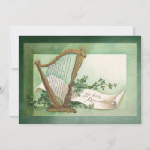 ヴィンテージ聖パトリックの日ハープとクローバー カード (正面)