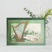 ヴィンテージ聖パトリックの日ハープとクローバー カード (スタンド正面)