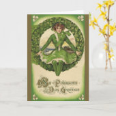 ヴィンテージ聖パトリックの日、アイリッシュグラスとのリース カード (黄色い花)