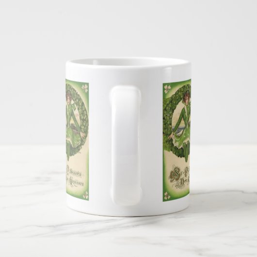 ヴィンテージ聖パトリックの日、アイリッシュグラスとのリース ジャンボコーヒーマグカップ (裏面)