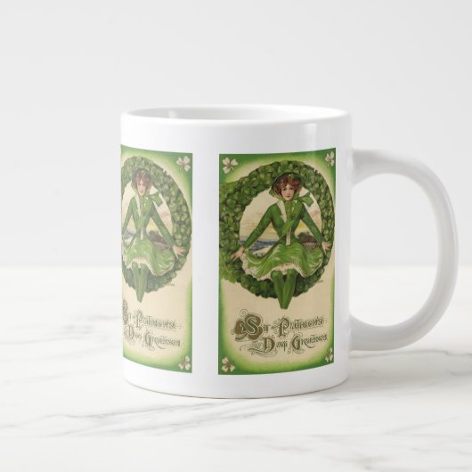 ヴィンテージ聖パトリックの日、アイリッシュグラスとのリース ジャンボコーヒーマグカップ (右)