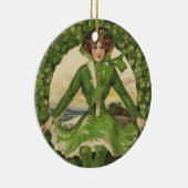 ヴィンテージ聖パトリックの日、アイリッシュグラスとのリース セラミックオーナメント (右)