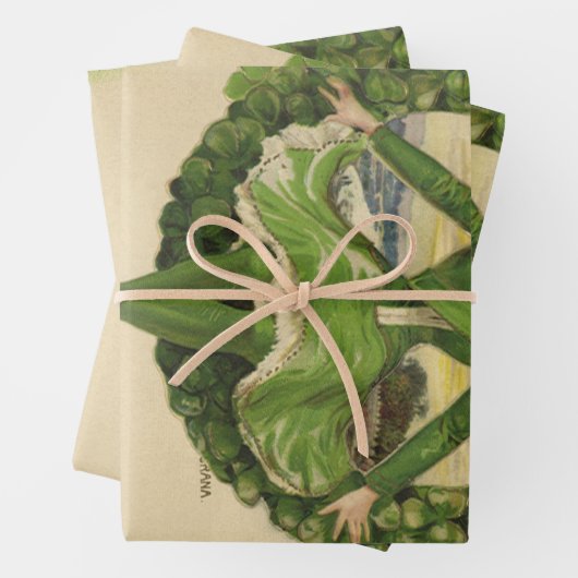 ヴィンテージ聖パトリックの日、アイリッシュグラスとのリース ラッピングペーパーシート (インサイチュ)