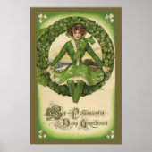 ヴィンテージ聖パトリックの日、アイリッシュグラスリース ポスター (正面)