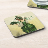 ヴィンテージ聖パトリックの日、女性の緑のシャムロック コースター (左側)