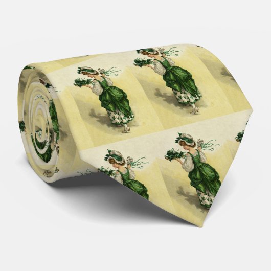 ヴィンテージ聖パトリックの日、女性の緑のシャムロック ネクタイ (ロール)